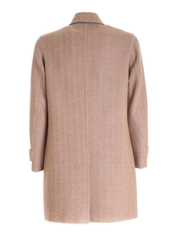 ELEVENTY: knee length coats online - Reversible coat in brown and grey