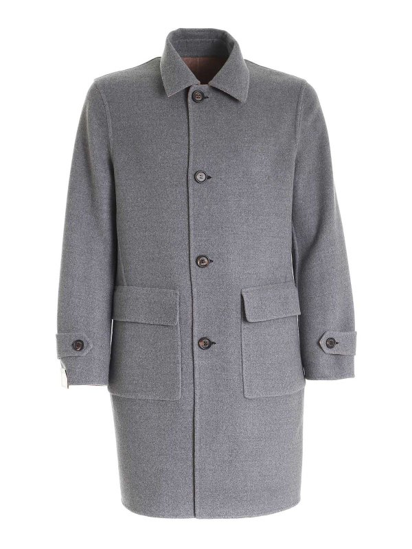 iKRIX ELEVENTY: knee length coats - Reversible coat in brown and grey