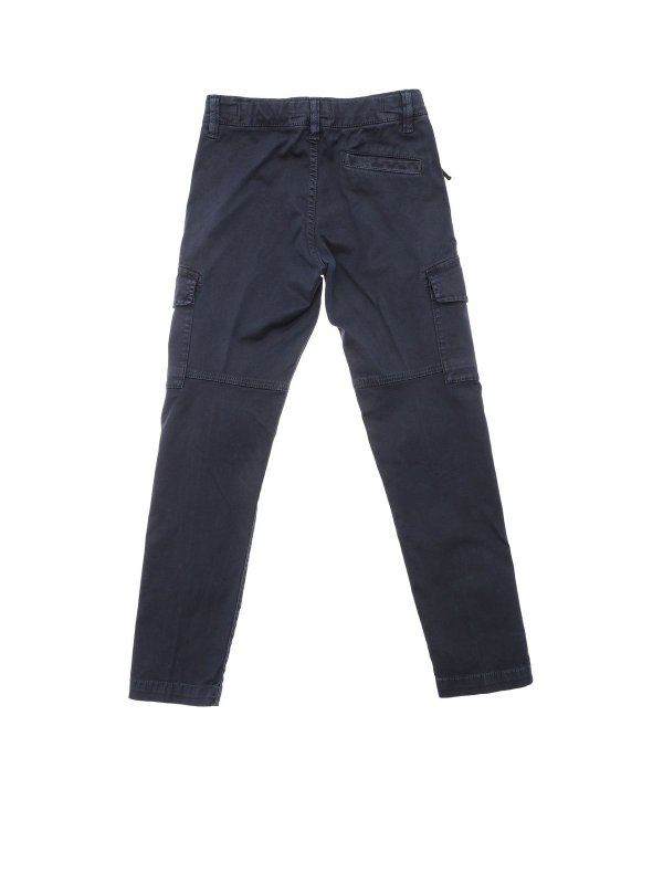 Stone Island Junior: pantaloni online - Pantalone blu con patch logo