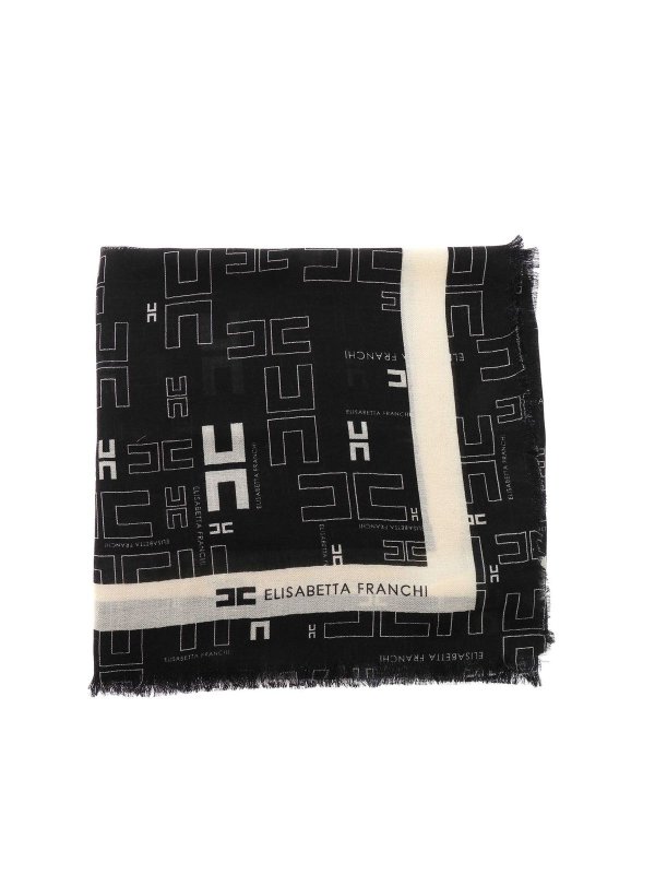 ELISABETTA FRANCHI: sciarpe e foulard - Sciarpa nera logata