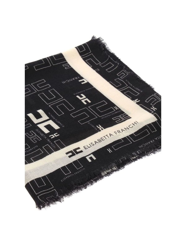 ELISABETTA FRANCHI: sciarpe e foulard online - Sciarpa nera logata