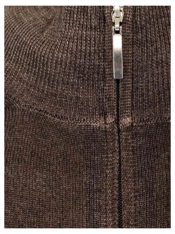The Best Shops BARBA: cardigans - Wool zip-up cardigan in brown