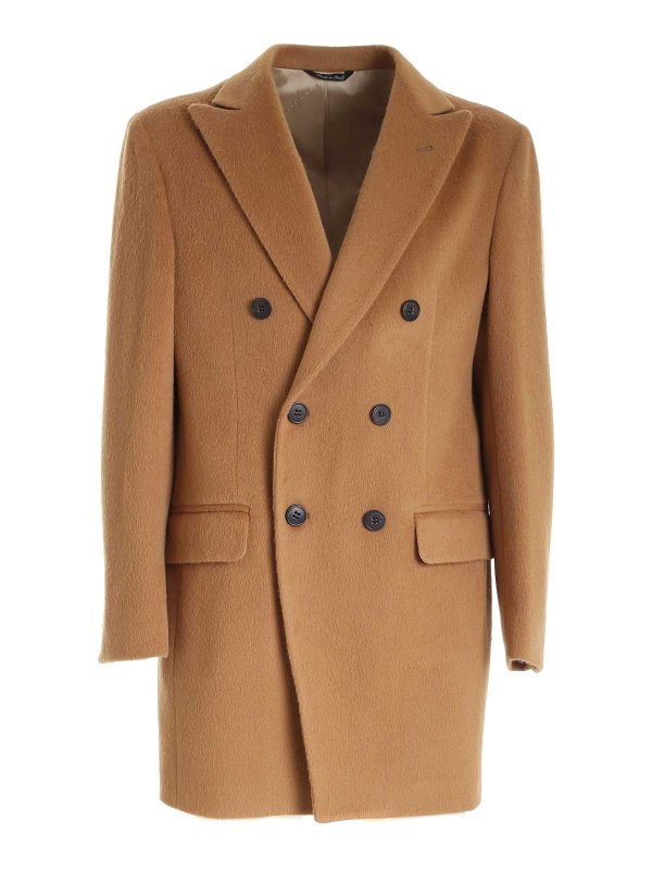 Brian Dales: knee length coats - Alpaca and wool blend coat in camel color