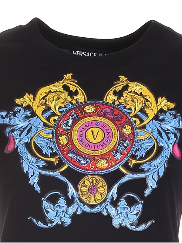 iKRIX Versace Jeans Couture: t-shirts - Regalia logo print T-shirt in black