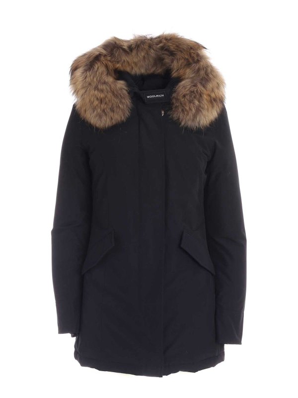 WOOLRICH: padded coats - Artic Racoon parka in blue