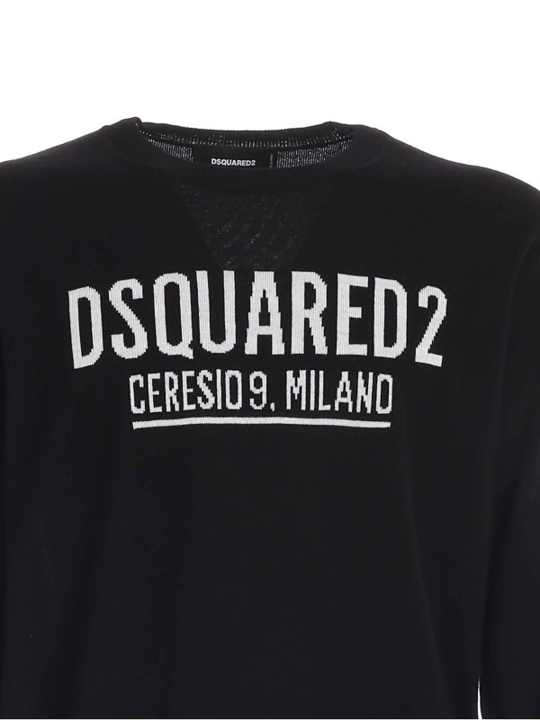 iKRIX DSQUARED2: crew necks - Logo inlay sweater in black