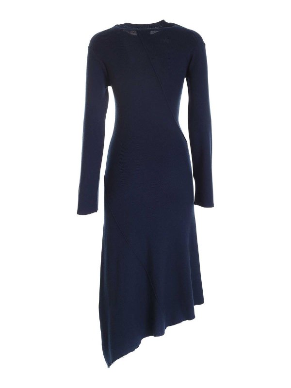 KENZO: knee length dresses online - Asymmetrical dress in blue