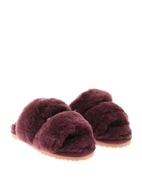 MOU: flip flops online - Fur slippers in Plum color