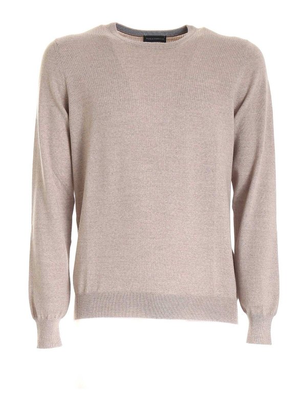 Paolo Fiorillo: Suéteres con cuello pico - Suéter Cuello Redondo - Beis