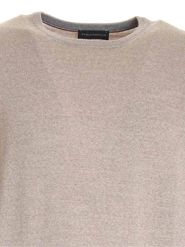 The Best Shops Paolo Fiorillo: Suéteres con cuello pico - Suéter Cuello Redondo - Beis