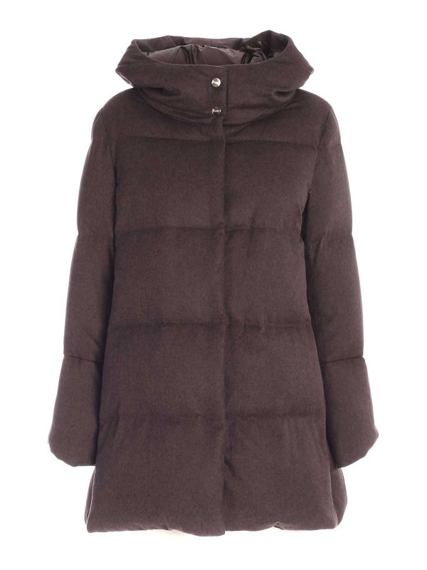HERNO: cappotti imbottiti - Piumino in seta e cashmere marrone