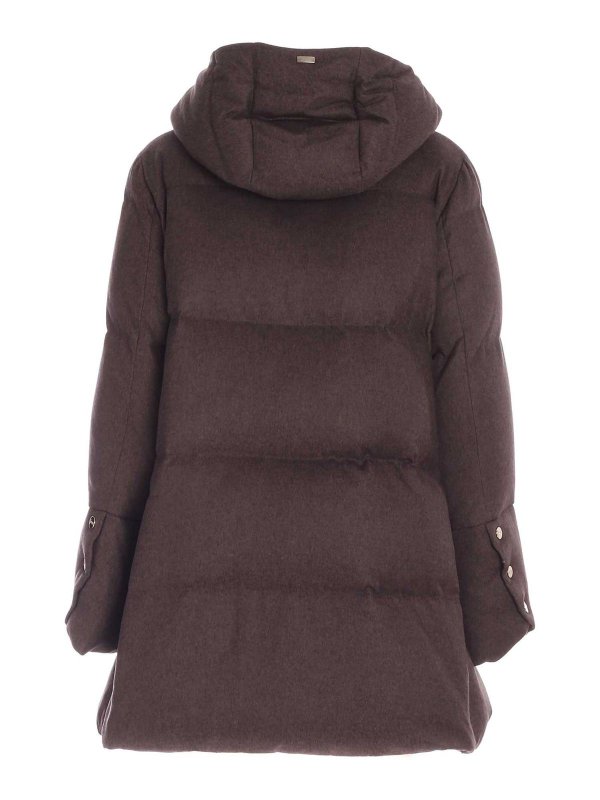 HERNO: cappotti imbottiti online - Piumino in seta e cashmere marrone