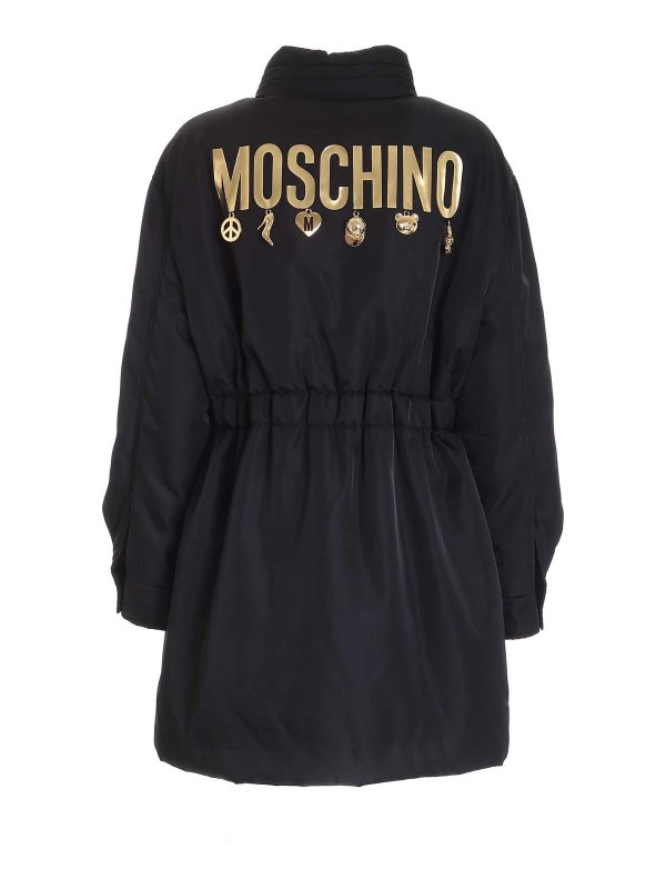 MOSCHINO: parkas online - Charms parka in black