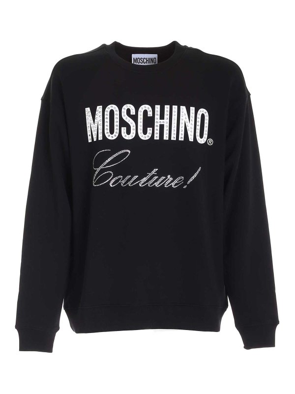 MOSCHINO: Felpe e maglie - Felpa Crystal Logo nera