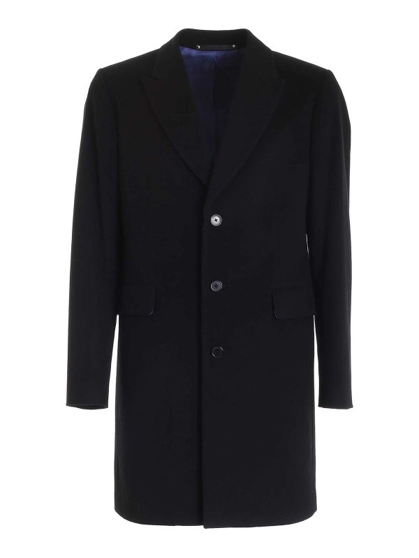PAUL SMITH: cappotti al ginocchio - Cappotto monopetto nero