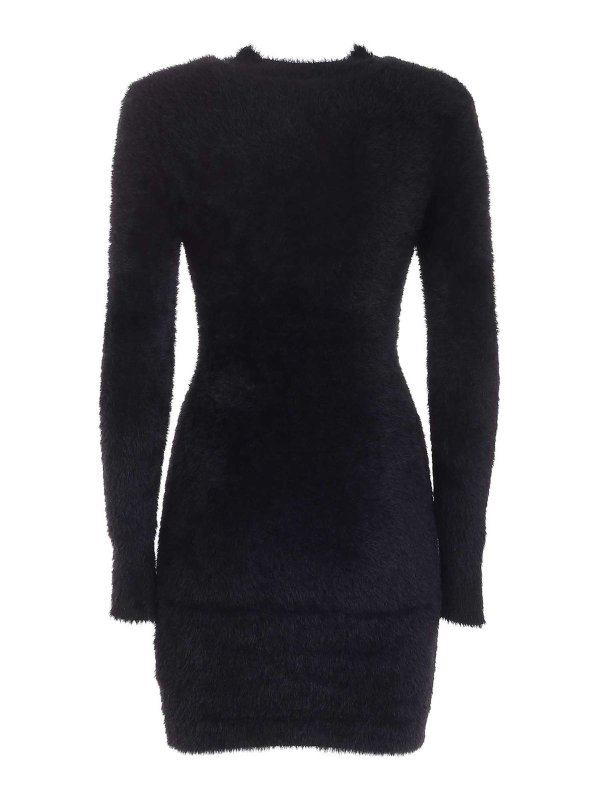 Versace Jeans Couture: knee length dresses online - Teddy effect dress in black