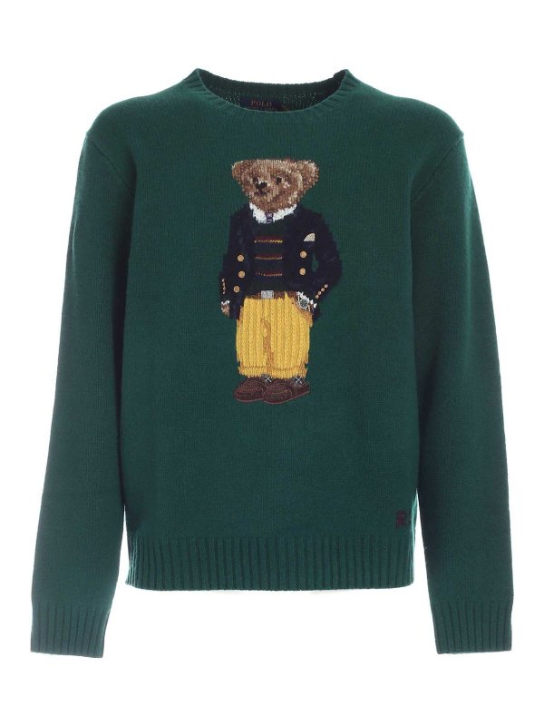 RALPH LAUREN: crew necks - Polo Bear sweater in green
