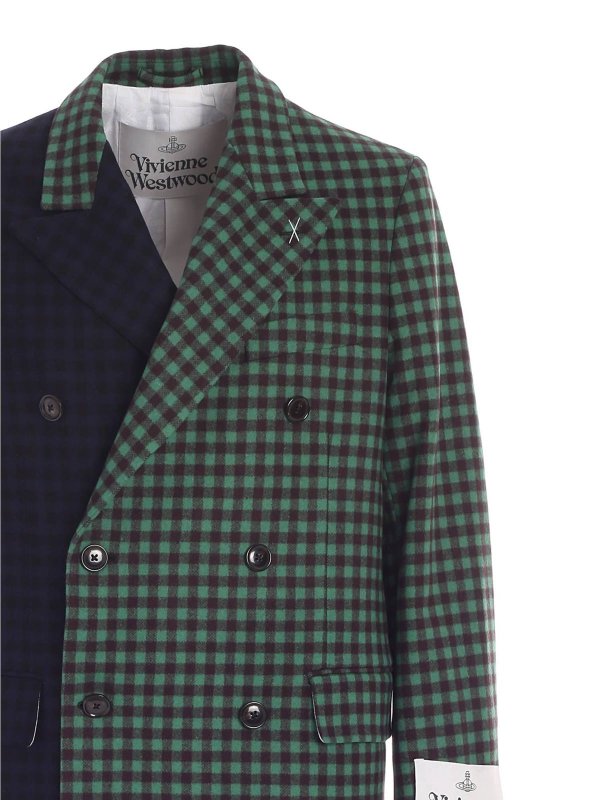 iKRIX VIVIENNE WESTWOOD: cappotti al ginocchio - Cappotto Mini Check Melton verde e blu