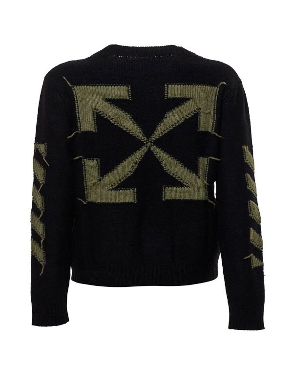 OFF-WHITE: Strickpullover mit Rundhalsausschnitt online - Rundhalspullover - Schwarz
