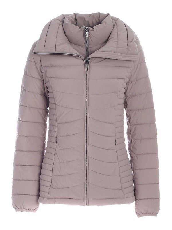 DKNY: padded coats - Waisted down jacket in grey