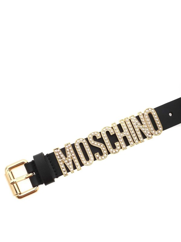 MOSCHINO: Bracelets & Bangles online - Logo lettering micro beaded bracelet in black