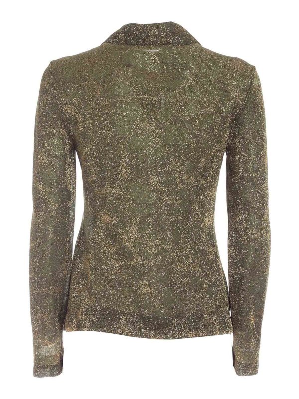 Vivetta: polo shirts online - Lurex polo shirt in green and gold