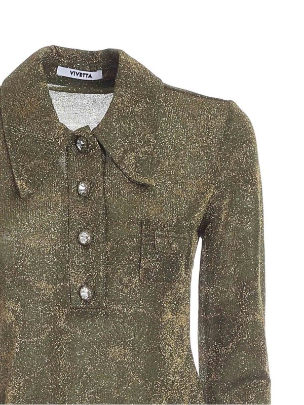 iKRIX Vivetta: polo shirts - Lurex polo shirt in green and gold