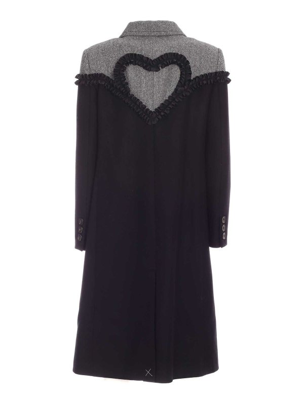 Vivetta: long coats online - Herringbone detailed coat in black