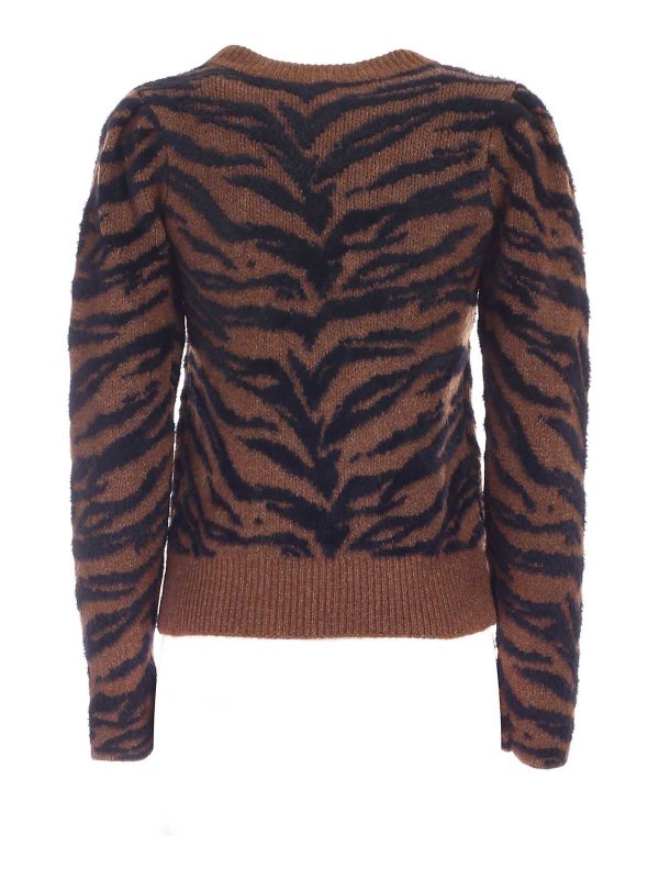 DKNY: crew necks online - Striped sweater in brown and black