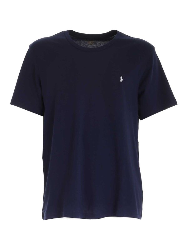 POLO RALPH LAUREN: t-shirt - T-shirt blu con patch logo