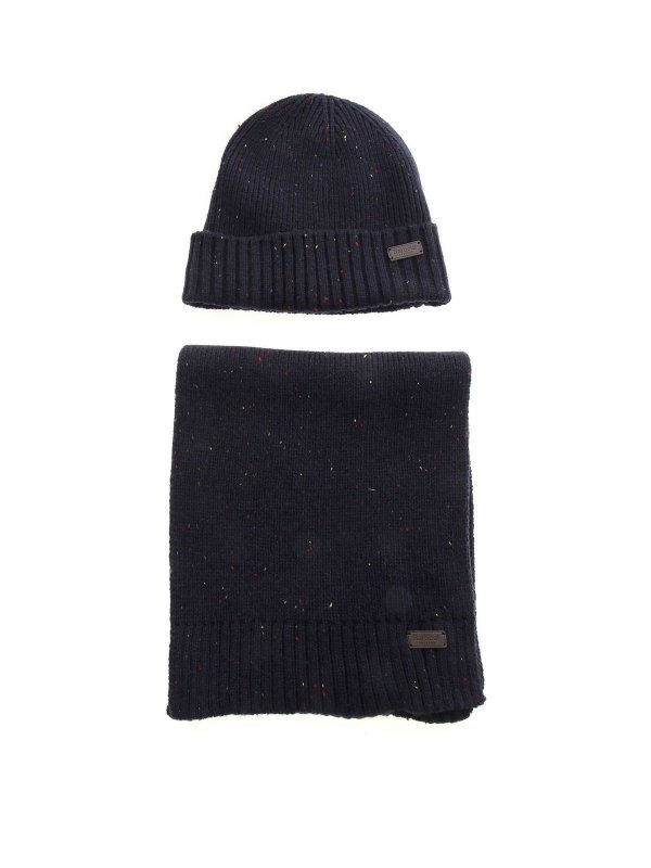 BARBOUR: cappelli online - Set berretto e sciarpa Carlton blu