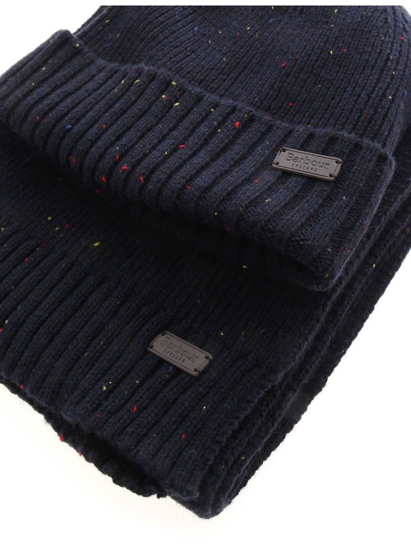 The Best Shops BARBOUR: cappelli - Set berretto e sciarpa Carlton blu