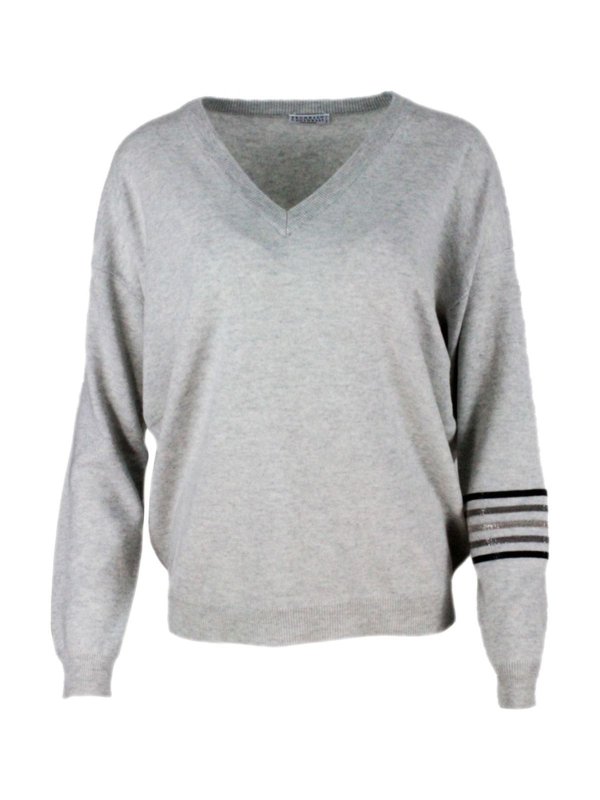 BRUNELLO CUCINELLI: knitwear - Cashmere sweater in grey