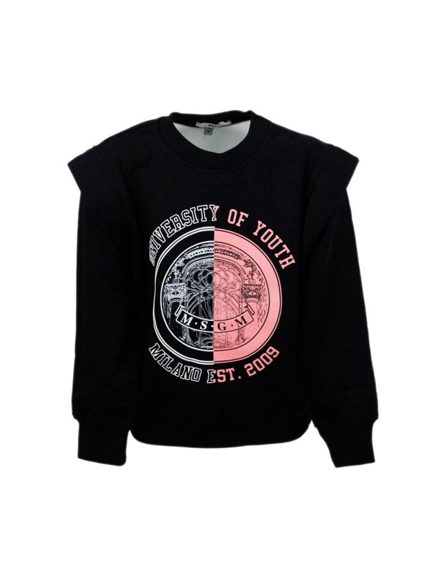 M.S.G.M. KIDS: Sweatshirts & Sweaters - Cap sleeves sweatshirt in black