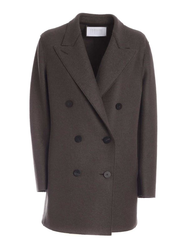 HARRIS WHARF LONDON: short coats - Double-breasted coat in grey