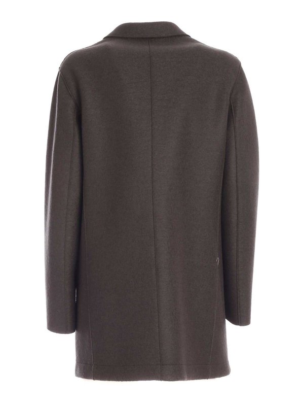 HARRIS WHARF LONDON: short coats online - Double-breasted coat in grey