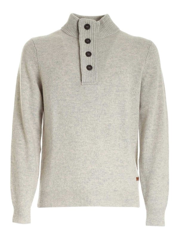 BARBOUR: maglia a collo alto e polo - Maglione Patch Half Zip grigio