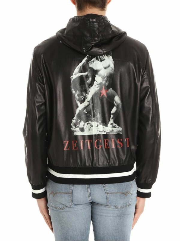 iKRIX FAUSTO PUGLISI: casual jackets - Black leather bomber jacket