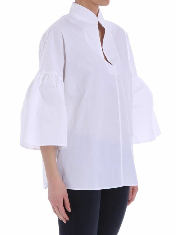 FUZZI: camicie online - Blusa bianca con maniche svasate