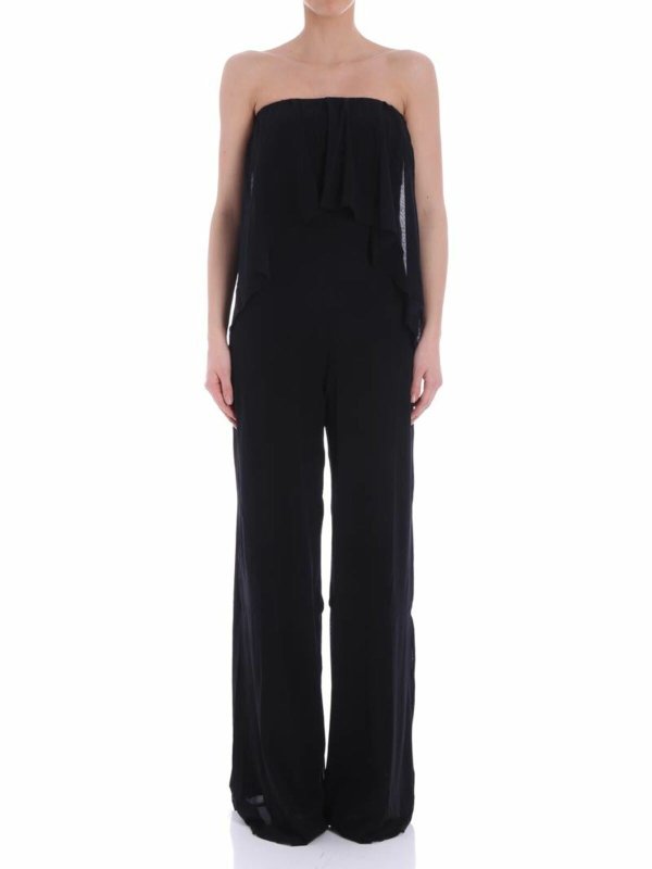 FUZZI: jumpsuits - Black off shoulders jumpsuit