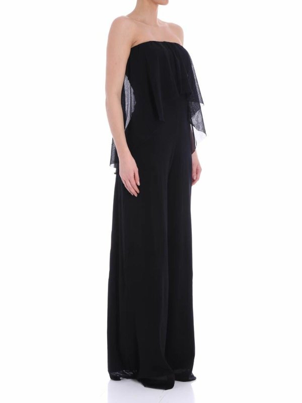 FUZZI: jumpsuits online - Black off shoulders jumpsuit