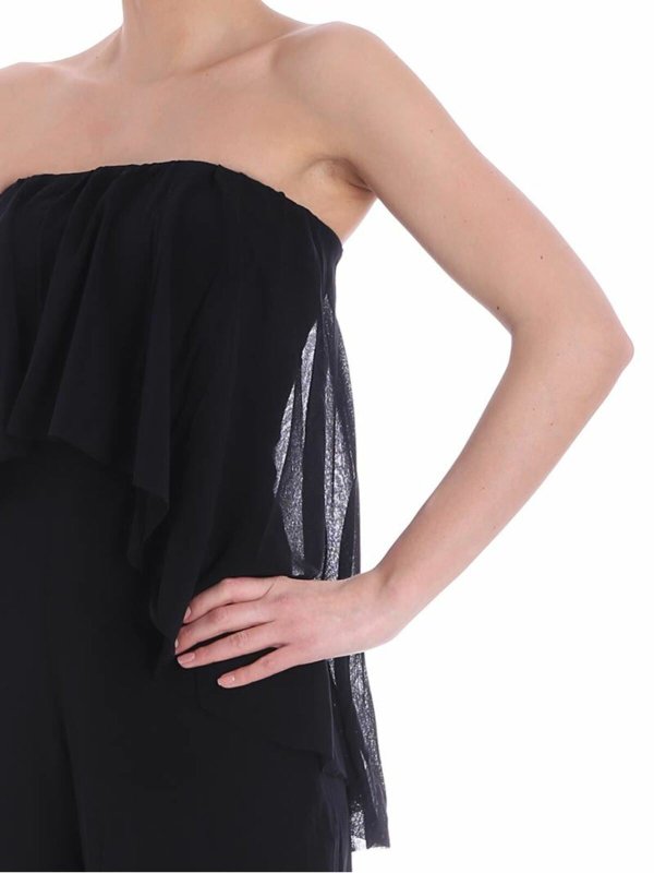 Black off shoulders jumpsuit shop online: FUZZI