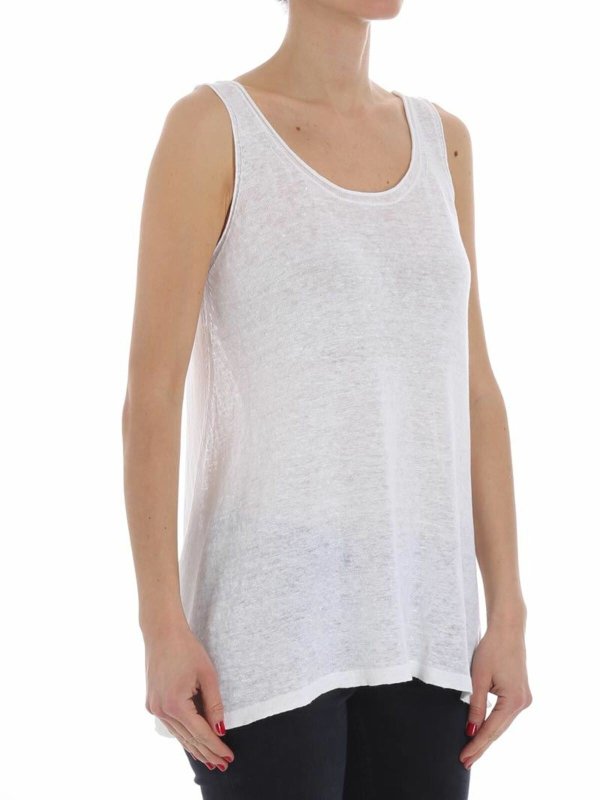 FUZZI: tops & shirts online - White linen top