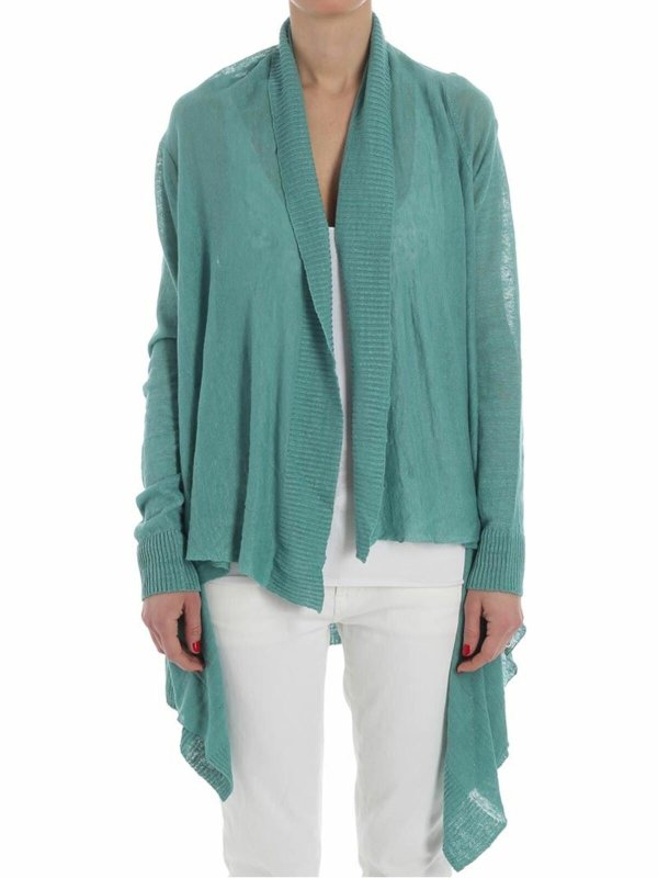 FUZZI: cardigan - Cardigan in lino verde