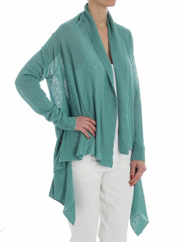 FUZZI: cardigan online - Cardigan in lino verde