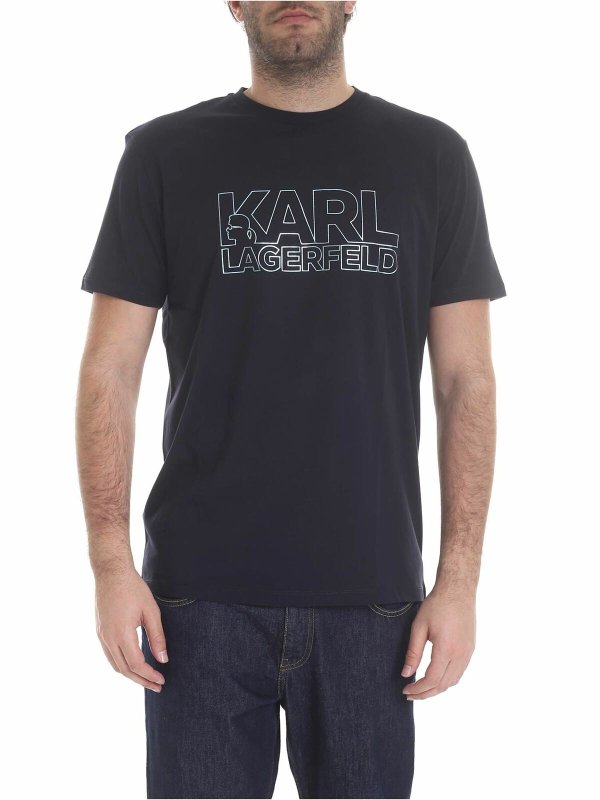 KARL LAGERFELD: t-shirts - Blue T-shirt with Karl Lagerfeld print