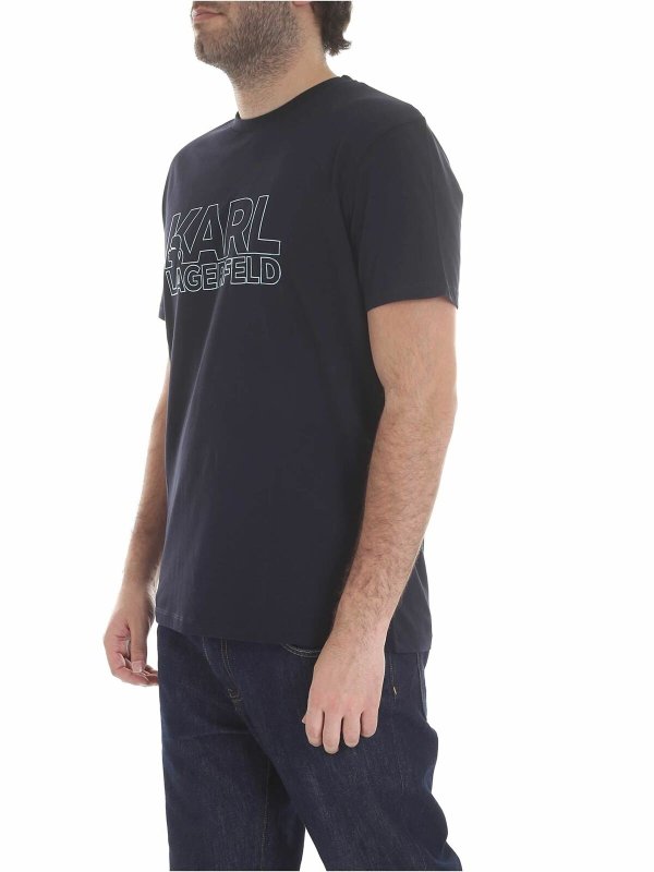 KARL LAGERFELD: t-shirts online - Blue T-shirt with Karl Lagerfeld print