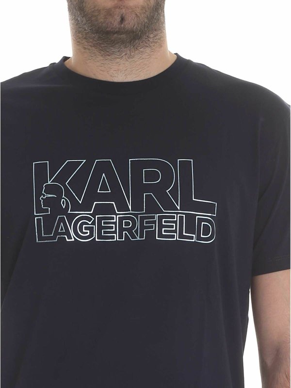 Blue T-shirt with Karl Lagerfeld print shop online: KARL LAGERFELD