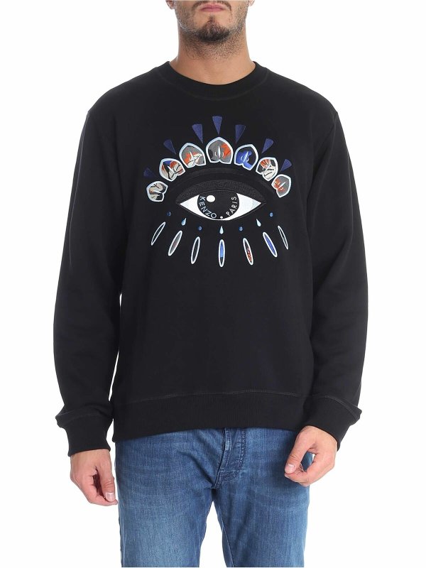 KENZO: Sweatshirts & Sweaters - "Indonesian Eyes" black sweatshirt