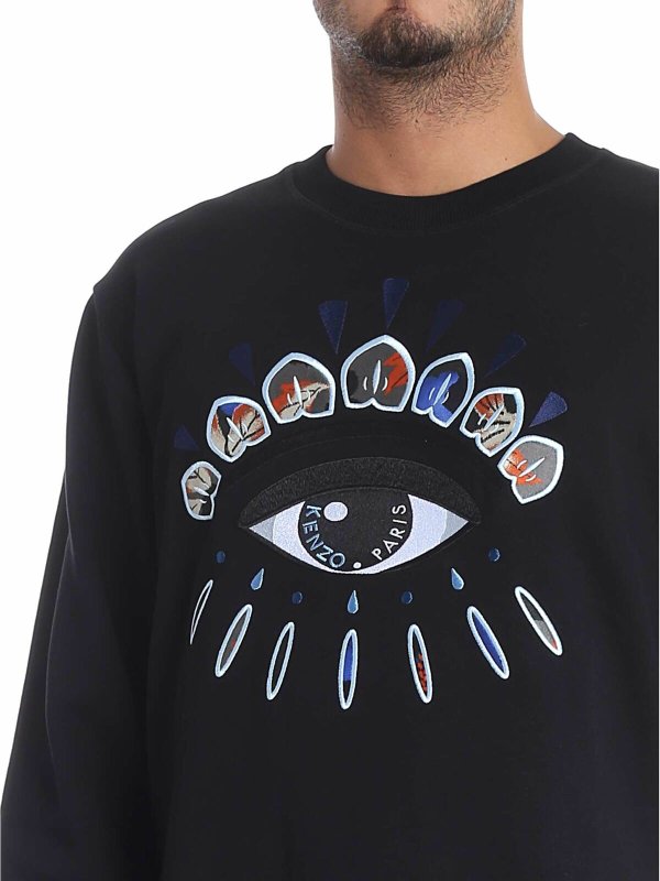 "Indonesian Eyes" black sweatshirt shop online: KENZO